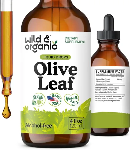 Vista 10 de Wild & Organic Gotas líquidas de extracto de hoja de olivo - Apoyo inmunológico y antioxidante - Suplemento de hoja de olivo de oleuropeína - Añadir