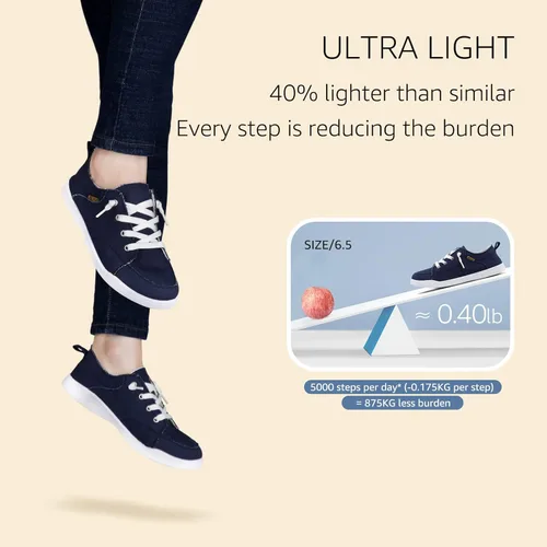 Vista 4 de STQ Zapatos deportivos sin cordones para mujer, zapatos casuales de lona, lavables a máquina
