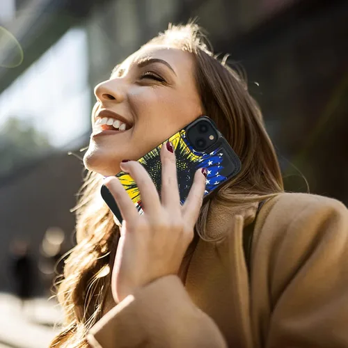 Vista 6 de HAOPINSH Funda tipo cartera con tarjetero para iPhone 14/13, diseño de Girasoles Bandera Americana