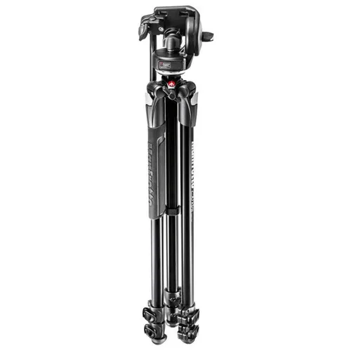 Vista 2 de Manfrotto 290 Xtra Aluminum 3-Section Tripod Kit with Fluid Video Head (MK290XTA3-2WUS) Black