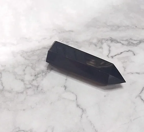 Vista 8 de Luckeeper Varitas de cristal curativo Obsidiana negra de 2 pulgadas 6 terapias de meditación de chakras de Reiki facetadas, 4