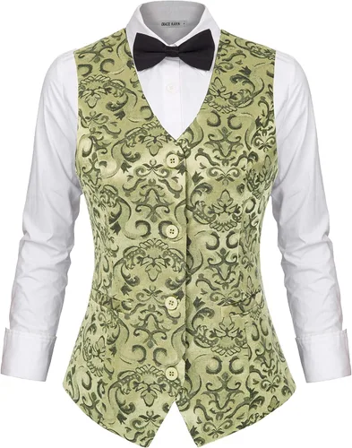 Vista 4 de GRACE KARIN Chaleco de chaleco vintage para mujer, vestido steampunk, chaqueta jacquard
