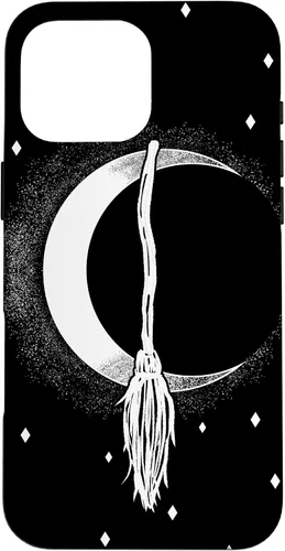 Vista 19 de Funda para iPhone 16 con diseño de luna creciente, escoba de bruja, vintage, Halloween, niñas y mujeres