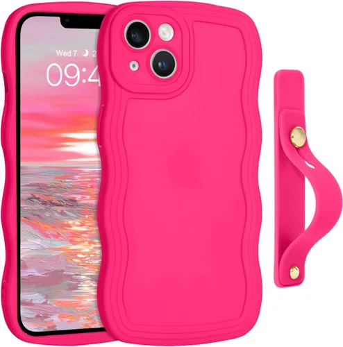 Vista 47 de GUAGUA Funda para iPhone SE 2022/2020, Funda para Teléfono iPhone 7/8 Diseño Lindo de Forma de Onda Rizada TPU Suave con Correa de Muñeca Soporte