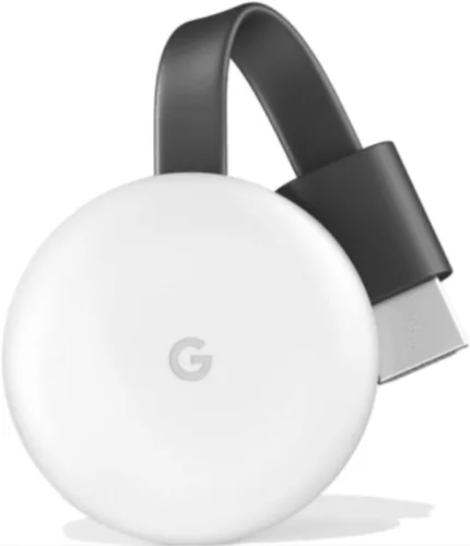 Vista 3 de Google Chromecast - Dispositivo de transmisión con cable HDMI - Transmite programas, música, fotos y deportes desde tu teléfono a tu televisor Blanco