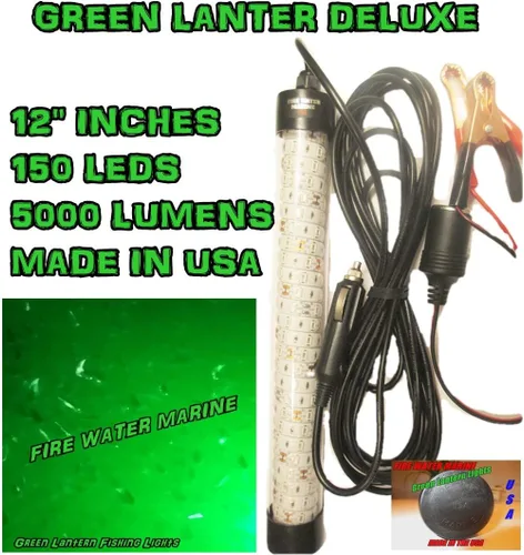 Vista 2 de Super Delux - Luz de pesca subacuática/sumergible de 13 pulgadas, 12 V, 150 LED, 5000 lúmenes, color verde