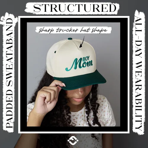 Vista 5 de Funky Junque Gorra Trucker Snapback Boy Mom - Verde/Beige