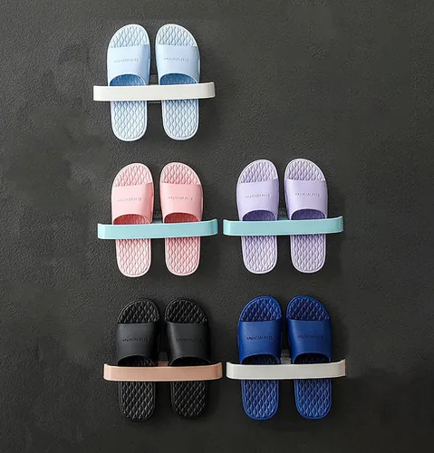 Vista 8 de Zapatero montado en la pared, zapatero colgante para puerta, soportes autoadhesivos para montar en la pared, estante colgante para baño, caja