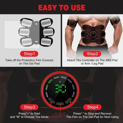 Vista 4 de Drezela Estimulador de abdominales, tónico muscular, entrenador de máquina de abdominales, equipo recargable por USB para abdomen/brazo/pierna