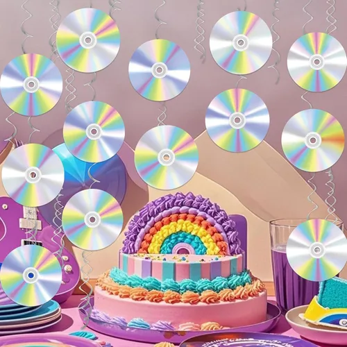 Vista 4 de Decoraciones de fiesta de los años 90 y 2000, remolinos colgantes con temática de los años 90, decoraciones de fiesta de cumpleaños de los años 90