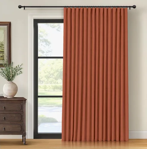 Vista 29 de INOVADAY Cortinas térmicas para puerta corredera 100% opacas para dormitorio, cortinas de puerta corrediza de vidrio extra anchas para patio, lino