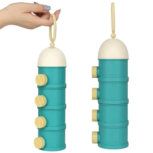 Vista 6 de Dispensador de fórmula Accmor para llevar, contenedor apilable de 4 capas para llevar, contenedor portátil antiderrame de leche en polvo