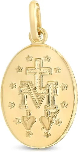 Vista 2 de Ioka - Medalla milagrosa de oro amarillo o oro blanco de 14 quilates Virgen María religiosa