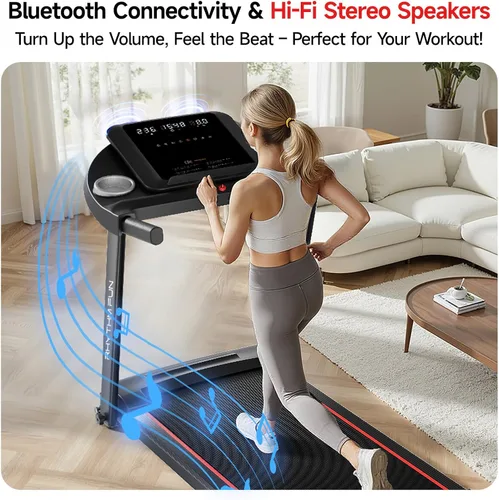 Vista 9 de RHYTHM FUN 8.0 MPH Treadmills for Home, Running Walking Pad Treadmill with Incline up to 8%, Foldable Treadmill with Handle Bar, Low Noise Walking