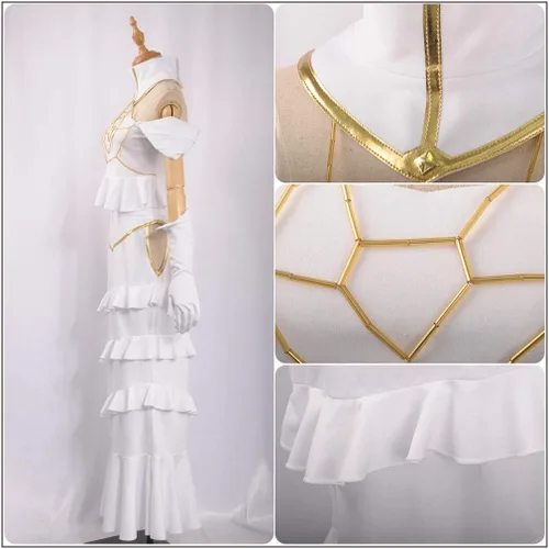 Vista 5 de Yejue Overlord Albedo - Disfraz de cosplay con capas ahuecadas, color blanco
