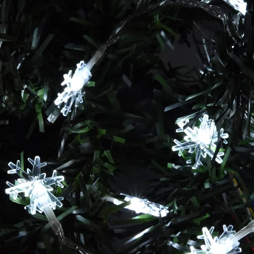 Vista 2 de Holiday Essence - Cadena de luces de Navidad en forma de copo de nieve, 50 luces LED blancas frías, 8 modos, 25 pies, juego de luces