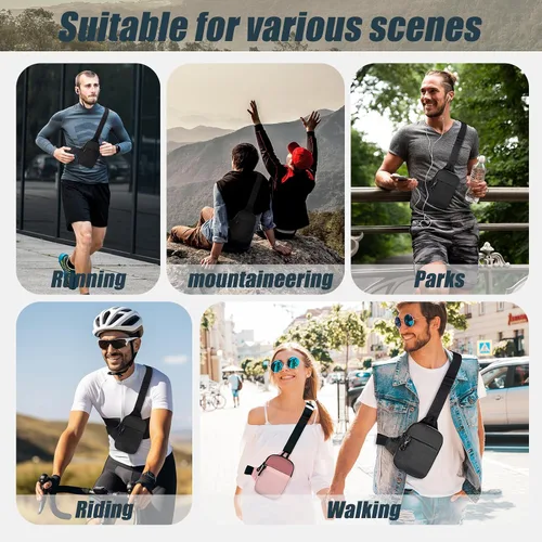 Vista 4 de Mini bolso bandolera para hombre, bolso cruzado pequeño para mujer, riñoneras informales, bolsa de bolsillo personal, mochila para teléfono
