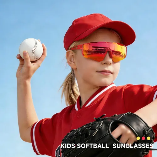 Vista 2 de Gafas de sol de béisbol deportivas para jóvenes, ligeras, polarizadas, para sóftbol, ciclismo, para niños y niñas de 3 a 12 años