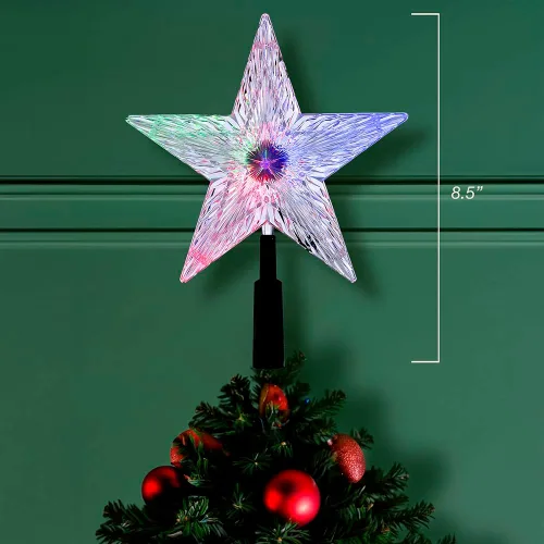 Vista 10 de Estrella Kurt Adler con luz de colores cambiantes para árbol de Navidad, 8.5 pulgadas