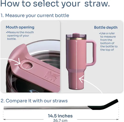 Vista 3 de purifyou Pajitas de acero inoxidable extra largas de 14.5 pulgadas con puntas de silicona, popotes de metal reutilizables para vasos, licuados