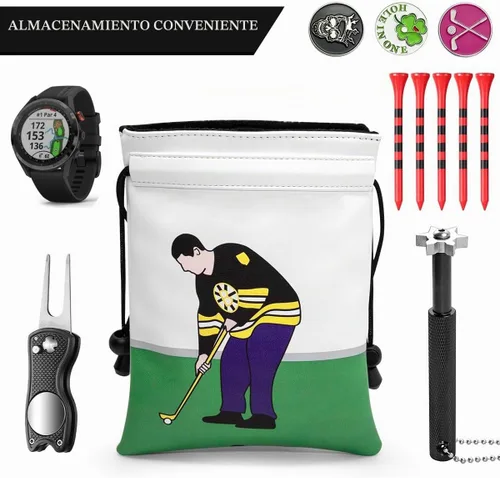 Vista 5 de montela golf Bolsa para objetos de valor, Bolsa para bolsa de golf con cordones Bolsa para tees de golf de cuero Bolsas para tees de golf
