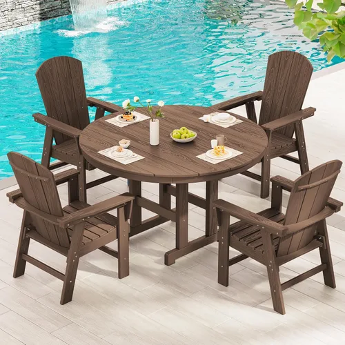 Vista 42 de SERWALL Juego de sillas de comedor Adirondack para exterior, conjunto de 2, sillas de patio de HDPE resistentes a todo clima, color negro
