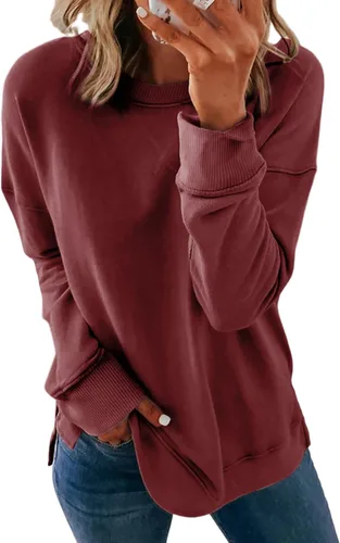 Vista 8 de Dokotoo Women's Casual Crew Neck Sweatshirt Loose Long Sleeve Pullover Tops Jade (Moonlight Jade)