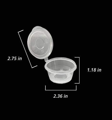 Vista 2 de OULIGET Vasos de Soufflé de Plástico, Vasos Desechables Transparentes para Salsa a Prueba de Fugas con Tapa Articulada, Utilizados para Varias