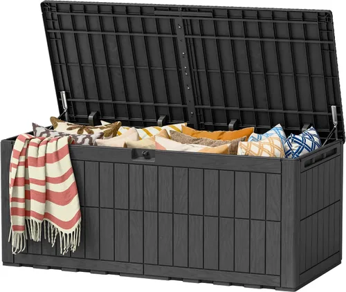 Vista 15 de Devoko Caja de almacenamiento impermeable para exteriores con cojín de 100 Negro