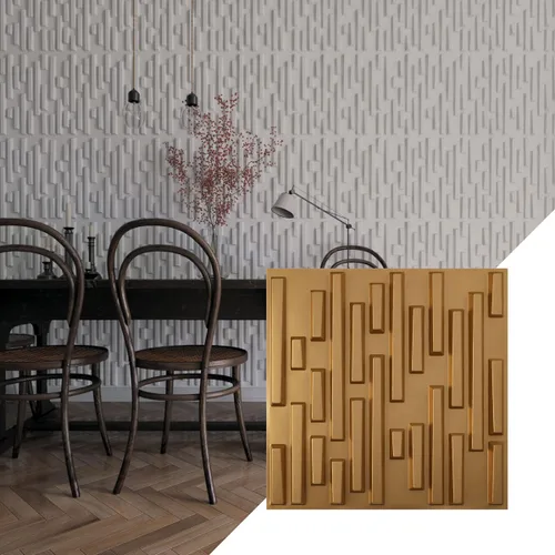 Vista 25 de Ekena Millwork 19 5/8 pulgadas de ancho x 19 5/8 pulgadas de alto, ladrillo escalonado EnduraWall decorativo 3D, cobre envejecido