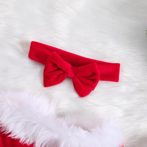 Vista 17 de WASAIGOOD Mameluco de Navidad para bebé niña, vestido de manga larga con ribete de piel, traje de terciopelo para Navidad, enterizo de invierno