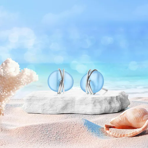 Vista 19 de Sea Glass Earrings S925 Sterling Silver Hypoallergenic Handmade Stud Post Earrings Beach Glass Fashion Handcraft Jewelry earrings stud earrings from