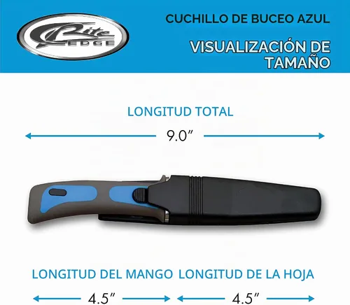 Vista 4 de Szco Supplies Cuchillo de buceo azul de 9 pulgadas con funda de correa de pierna (210424-BL)