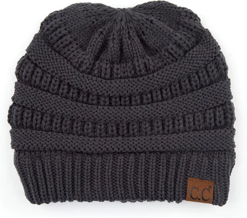 Vista 3 de C.C Exclusives - Gorro de invierno para mujer con agujero para coleta o moño, gorro beanie para mujer (MB-20A)