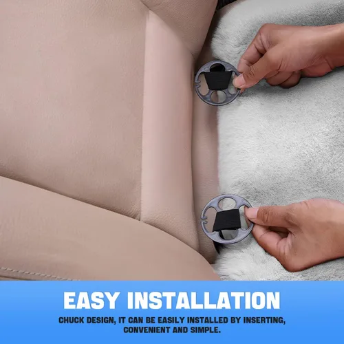 Vista 5 de Paquete de 2 cojines para asiento delantero de automóvil, funda suave y cálida de piel sintética de conejo para asiento de automóvil, almohadilla