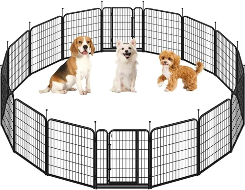 Vista 10 de Yaheetech Corralito para perros de alta resistencia, 32 pulgadas, 8 paneles, corralito para perros medianos, valla de ejercicio plegable