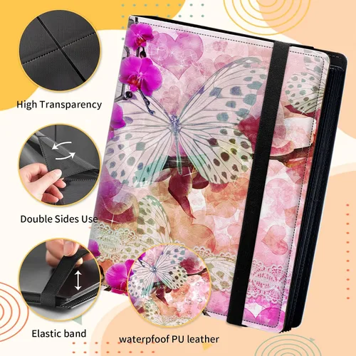 Vista 4 de Rading - Carpeta de tarjetas para Pokémon, béisbol, fútbol, hockey, fútbol, deporte, TCG, MTG, Yugioh, tarjetero con 4 bolsillos, funda de 160