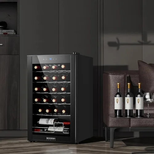 Vista 7 de BODEGACOOLER Mini Refrigerador de 24 Botellas para Dormitorio, Refrigerador de Vino con Compresor para Hogar y Cocina, Enfriador de Vino con Control