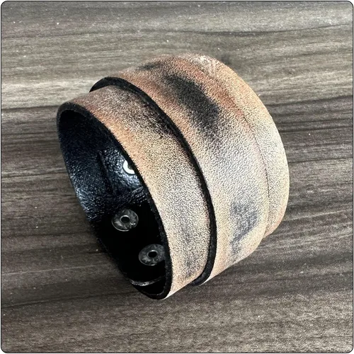 Vista 6 de Pulseras de cuero anchas punk vintage