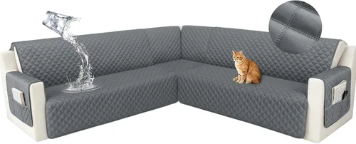 Vista 55 de HDCAXKJ Funda seccional de esquina impermeable para sofá de terciopelo en forma de L, fundas para sofá para mascotas, perros, suaves, resistentes