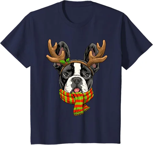 Vista 34 de Camiseta de Navidad para perro Bulldog Francés, Negro, S