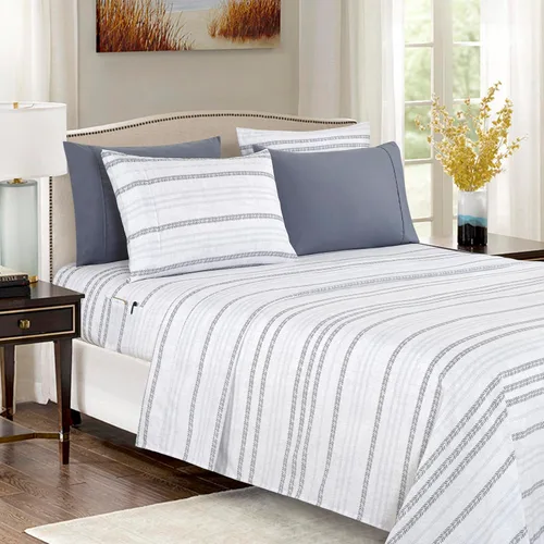 Vista 30 de Elegant Comfort - Juego de sábanas de 4 piezas, microfibra de 1500 hilos de calidad egipcia de lujo resistente a las arrugas, rayas estilo damasco