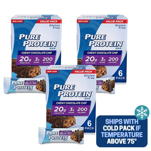 Vista 6 de Barras de proteína pura, chispas de chocolate masticable, chocolate de lujo, mantequilla de maní y chocolate, caja de 6-3 cajas, 1 caja de cada sabor