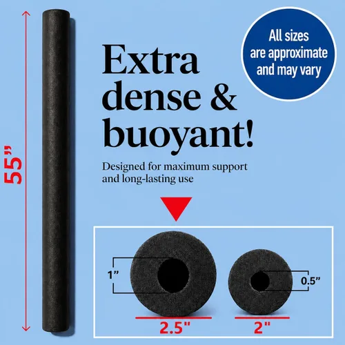 Vista 2 de Play22 Pool Noodles Foam - Extra Dense Foam Swim Noodles, Multi-Purpose Use Negro