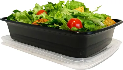 Vista 2 de Reli. Recipientes de preparación de comidas de 28 onzas con tapas, paquete de 50 unidades, sobrantes para llevar, aptos para microondas, recipientes