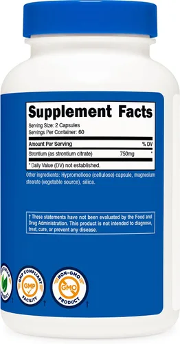 Vista 5 de Nutricost Cápsulas de estroncio 750 mg, 120 cápsulas - Vegetariano, Sin OGM, Sin Gluten