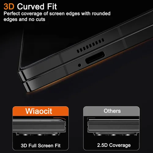 Vista 5 de Wiaocit Paquete de 3 protectores de pantalla de vidrio templado de dureza 9H y 3 protectores para lentes de cámara para Samsung Galaxy Z Fold 7