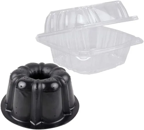 Vista 2 de O'CREME Contenedor de poliestireno con tapa con bisagras de 6 pulgadas de ancho x 3.1 pulgadas de alto para mini molde para tartas, paquete de 25