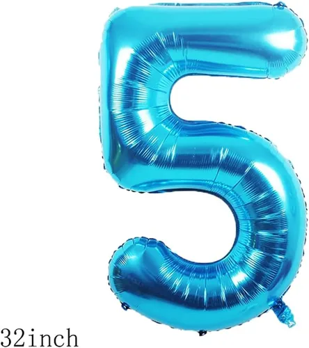 Vista 2 de Globos, 11 globos de aluminio de 5 años para decoración de fiesta de cumpleaños de 5 años, globos de confeti para fiesta de niños, suministros