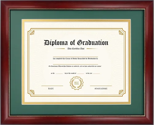 Vista 11 de GraduatePro Marco de diploma de certificado de 8.5 x 11, madera maciza y acrílico con protección UV, acabado cereza con ribete dorado